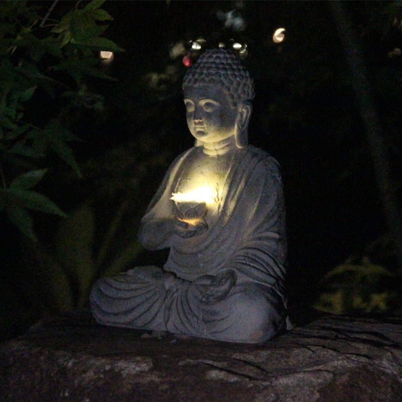 Sculpture Jardin Bouddha Assis En Ambiance Méditation