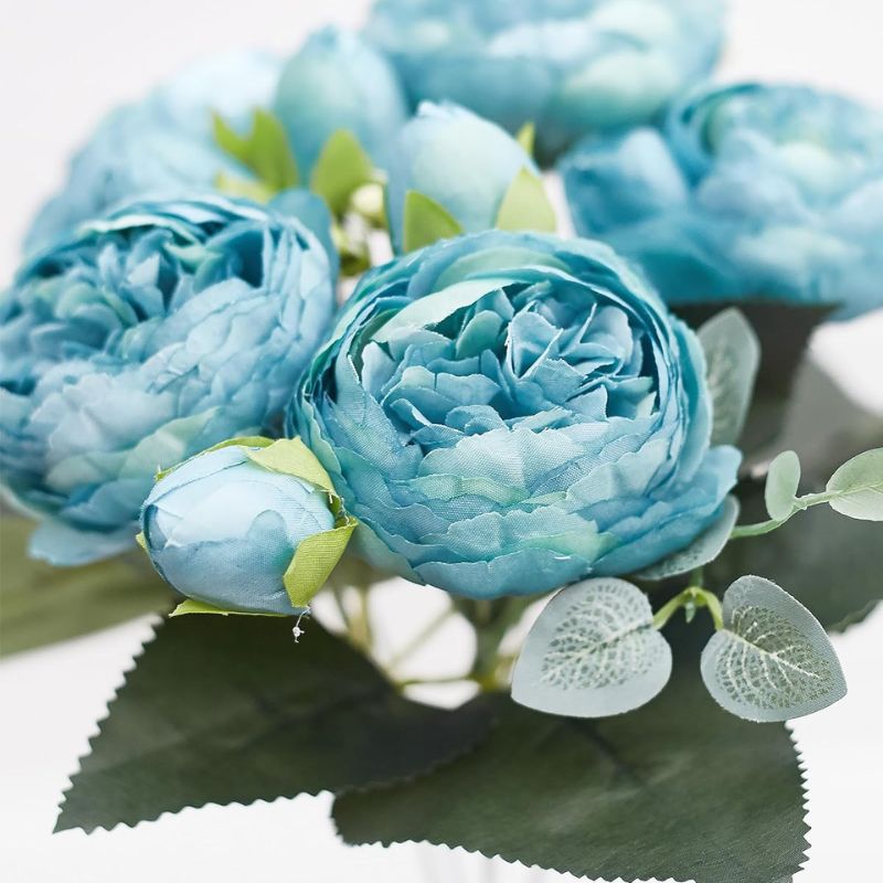 Fleur Artificielle Bleu Bouquet Décoratif Avec Roses Compactes