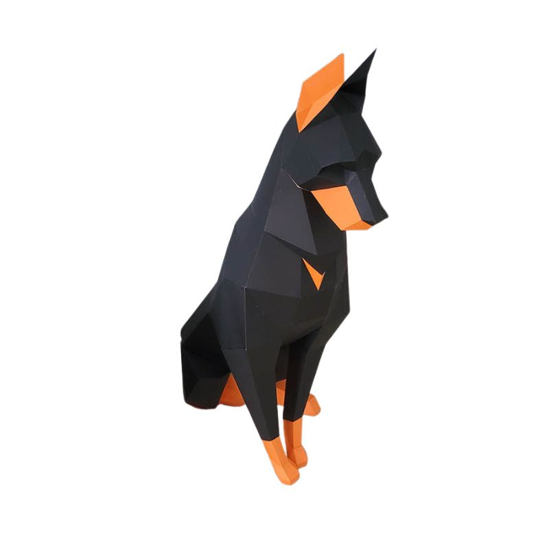 Sculpture Papier Doberman Géométrique 3D en Papercraft