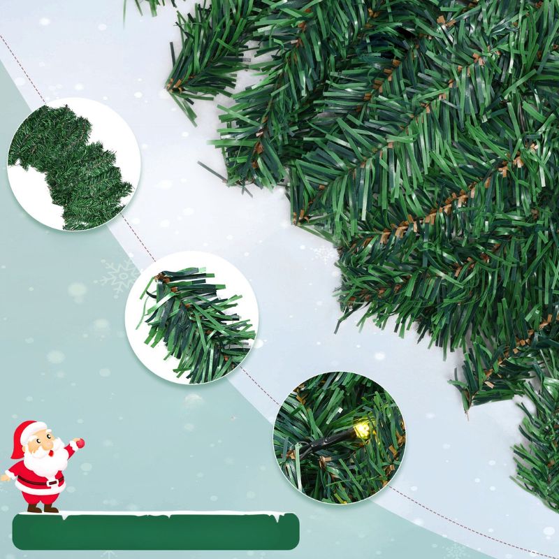 Guirlandes Pour Arbres De Noël Lumineuses Avec Feuillage Vert Réaliste