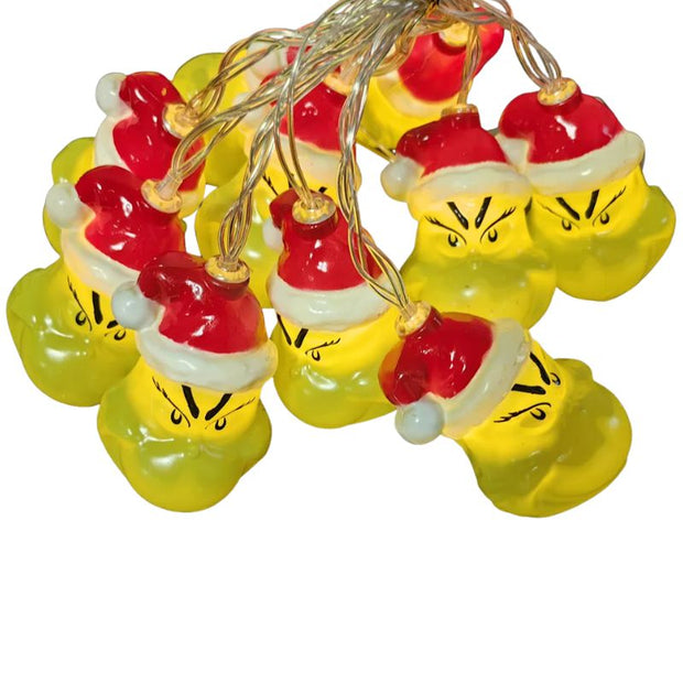 Guirlandes de Noël LED Grinch avec Chapeau Rouge