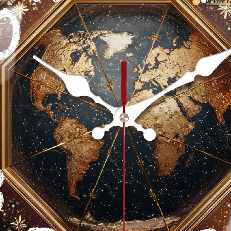 Horloge Monde Décorative Avec Design Octogonal
