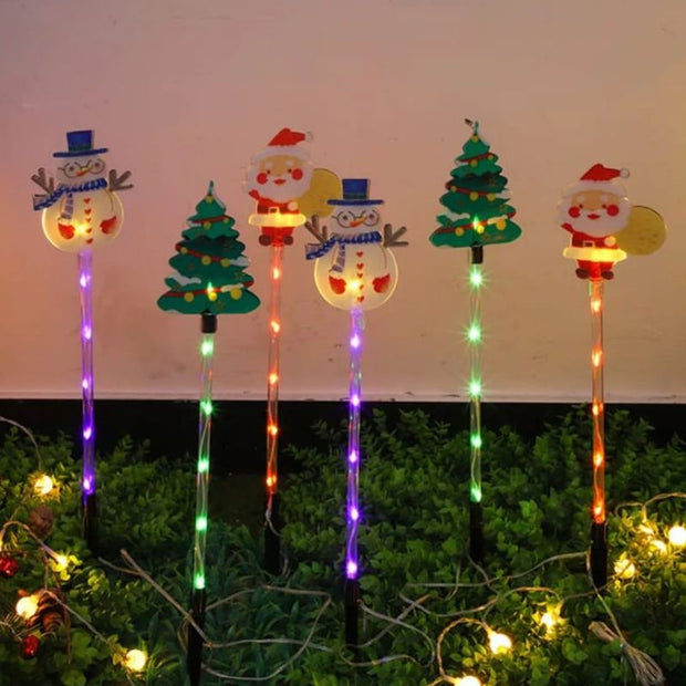 Décoration de Noël Personnages Lumineux À Énergie Solaire