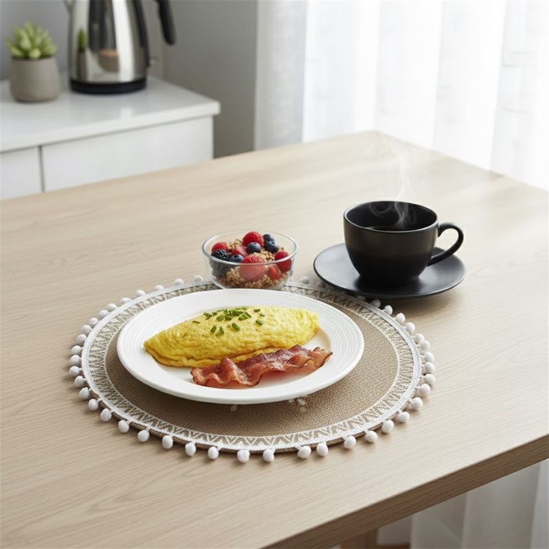 Set De Table En Lin Et Jute Avec Pompons Et Style Bohème