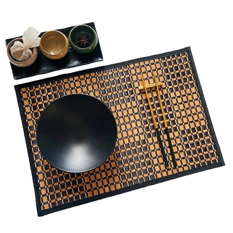 Set De Table Bambou Design Avec Bordure Noire