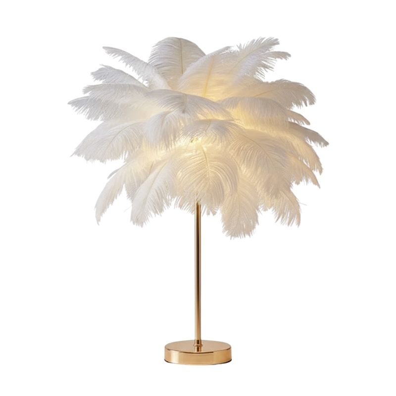 Éclairages De Table À Plumes Avec Pied Doré Élégant