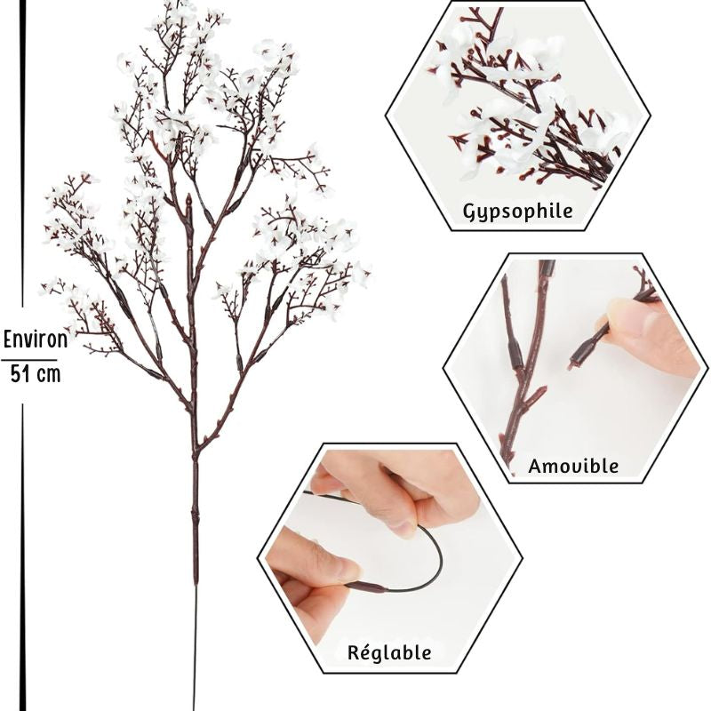 Fleur Artificielle Blanc Gypsophile En Branche Fine