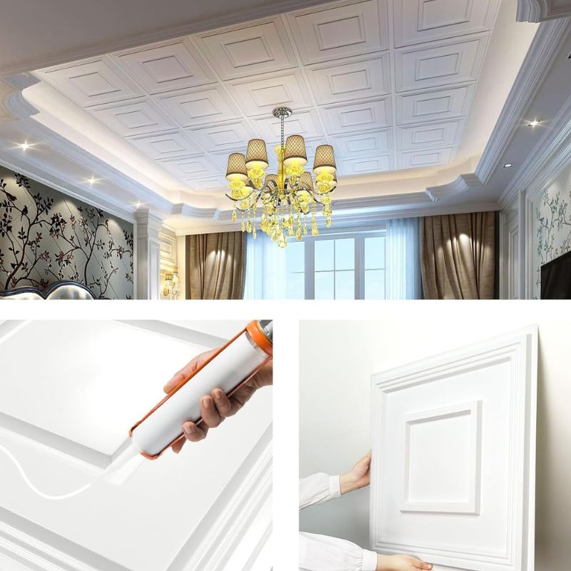 Panneau Mural Décoratif Avec Relief Carré 3D 10 Pièces
