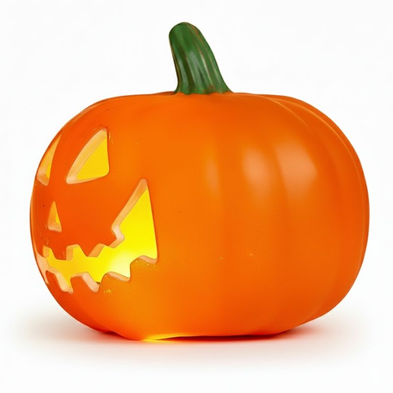 Citrouilles Halloween Déco Orange Brillante avec Sourire Sculpté
