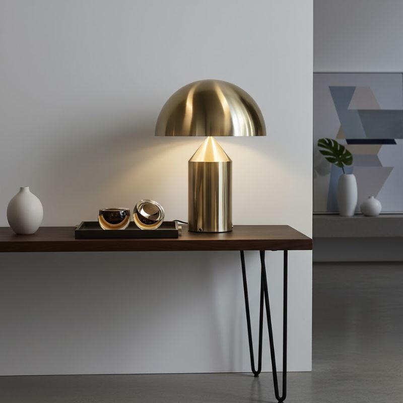 Lampe Champignon Dorée Sculpturale Et Contemporaine
