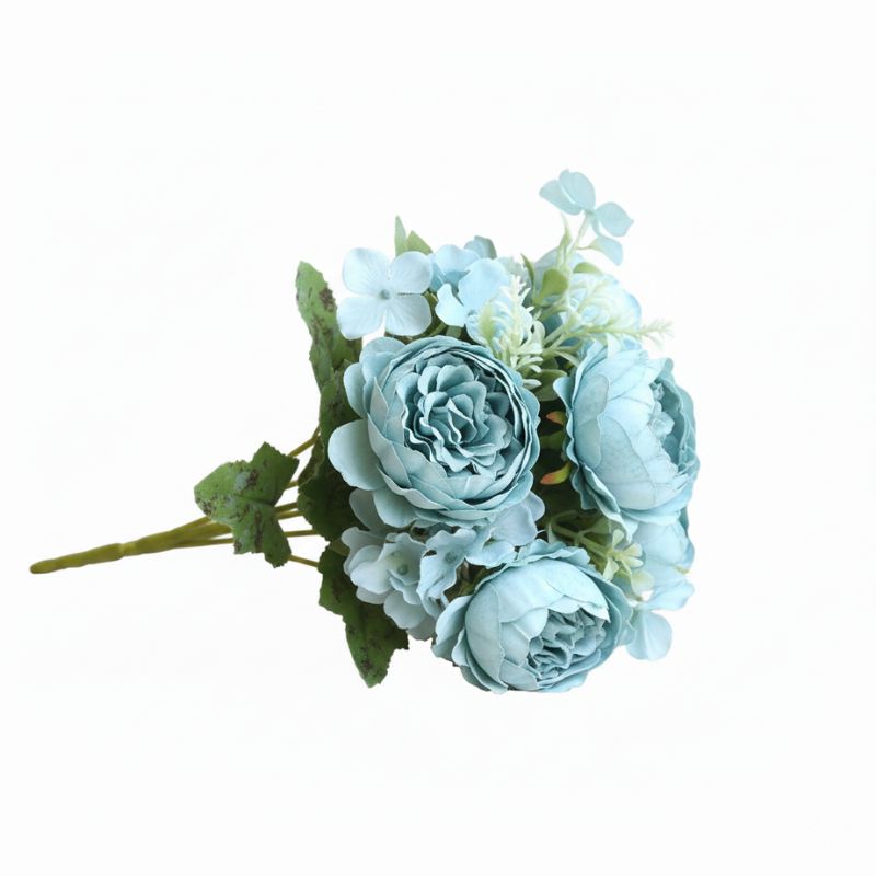 Fleur Artificielle Bleu Roses En Bouquet Texturé