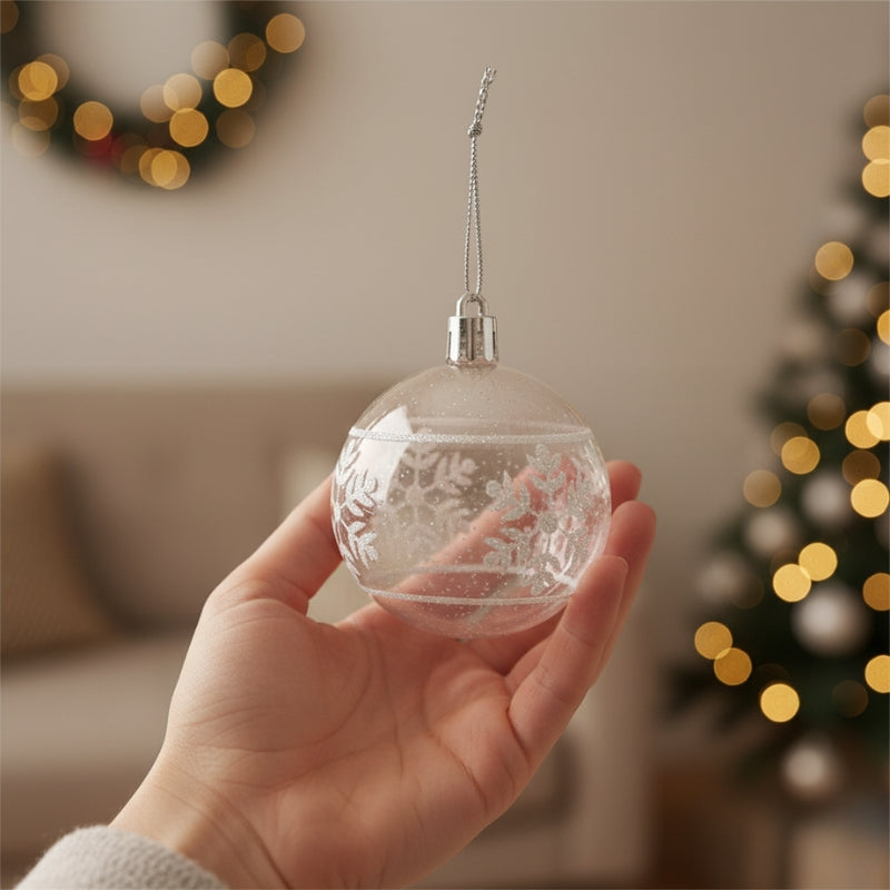 Décorations de Noël Boules Flocon Pailletées