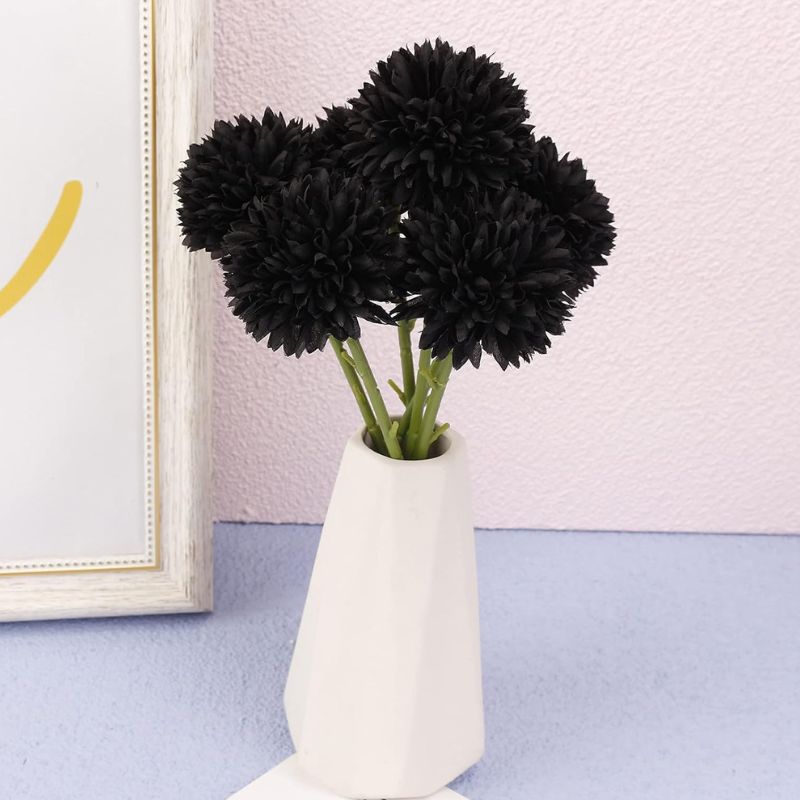 Fleur Artificielle Noir Avec Pompons Denses