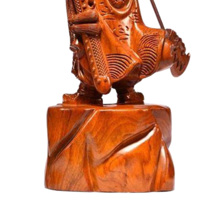 Sculpture En Bois Statue Guan Gong Sculptée À La Main