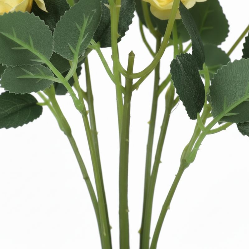 Fleur Artificielle Jaune en Branches Roses Naturelles