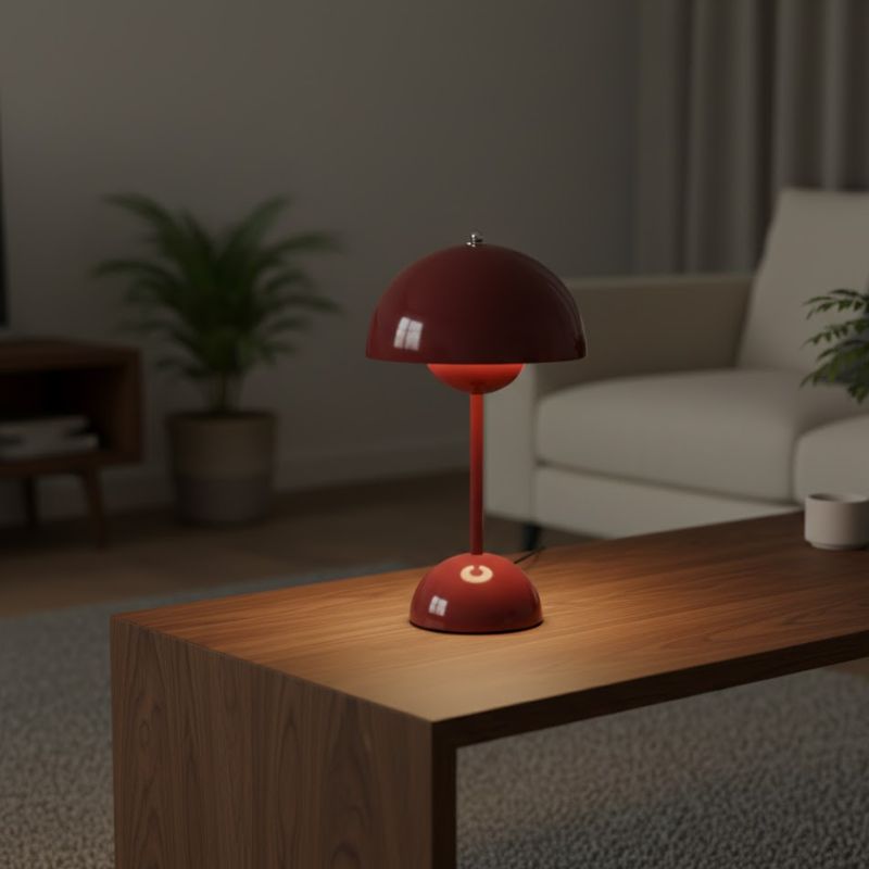 Lampe Champignon Vintage Rouge Tactile Rechargeable