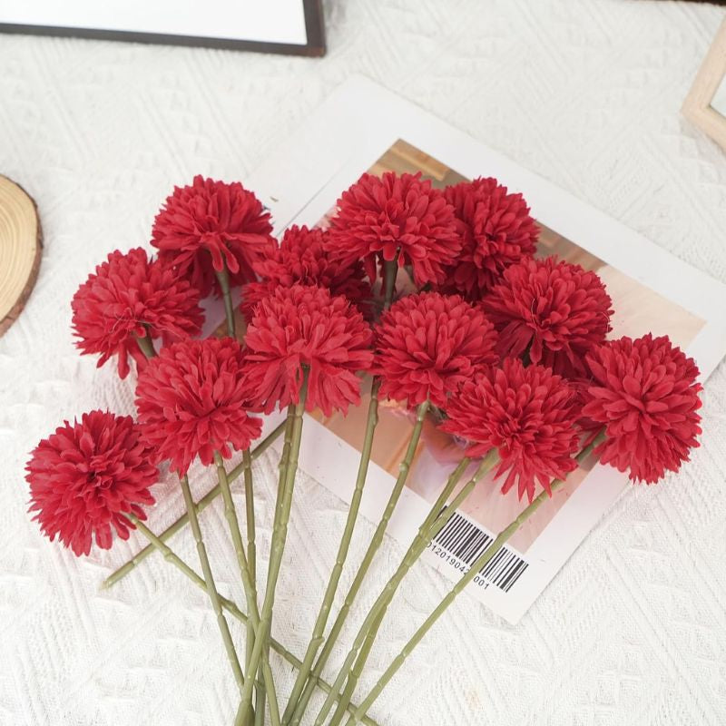 Fleur Artificielle Rouge Avec Pompon
