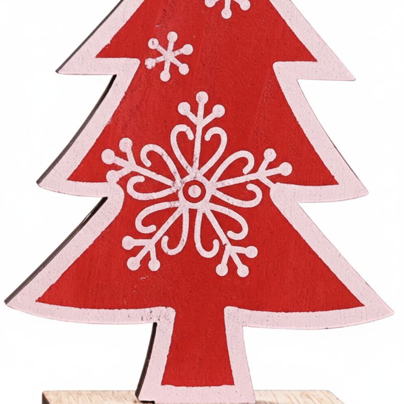 Mini Sapin de Noël en bois avec Motif Flocon de Neige