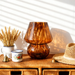 Lampe Champignon En Verre Ambre Design Élégant