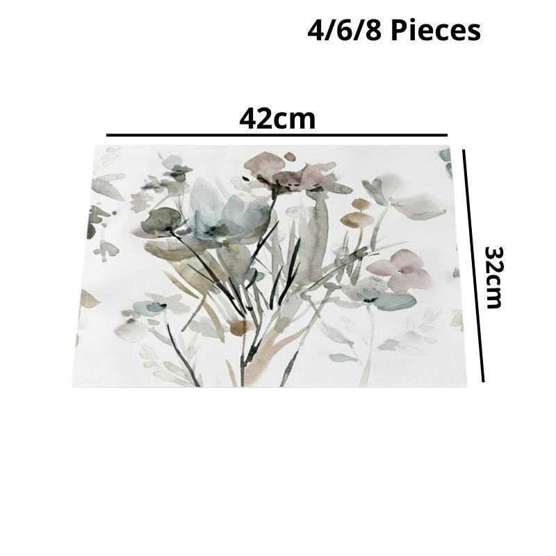 Set De Table En Lin Motif Floral Aquarelle Élégant