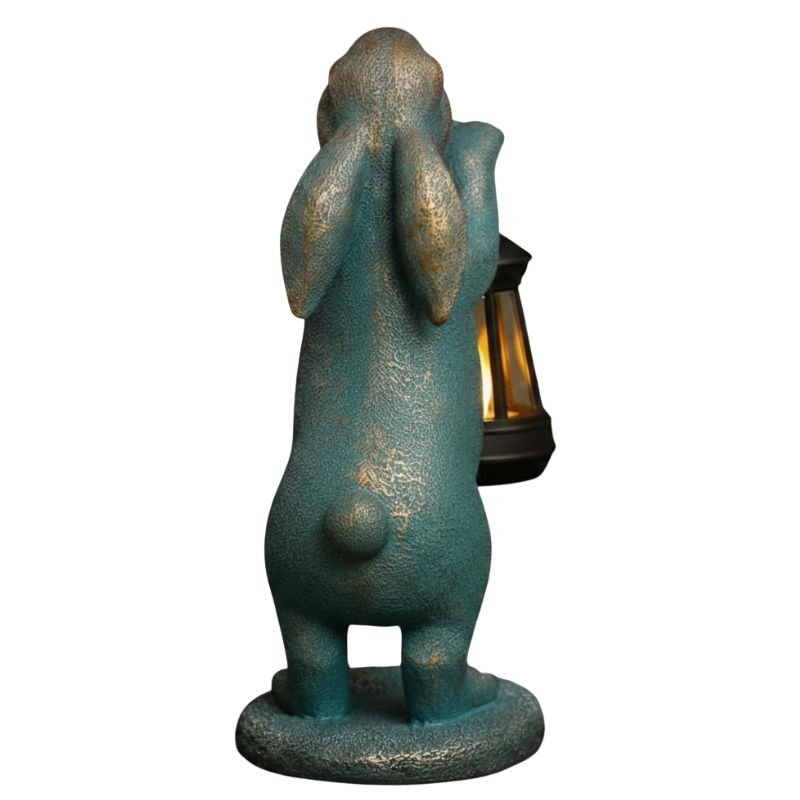 Sculpture Lapin Décorative Avec Lanterne Solaire