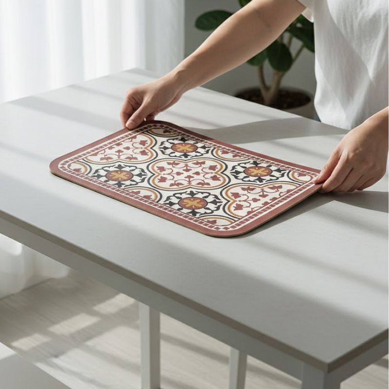 Set De Table Cuir Rétro Américain Imperméable Et Lavable