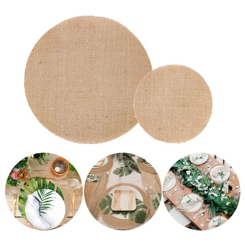 Set De Table Rond En Lin Et Jute Durable Lot de 10 Pièces