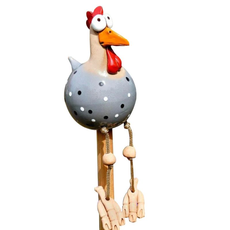 Sculpture Jardin Poule Sur Piquet Avec Style Artisanal