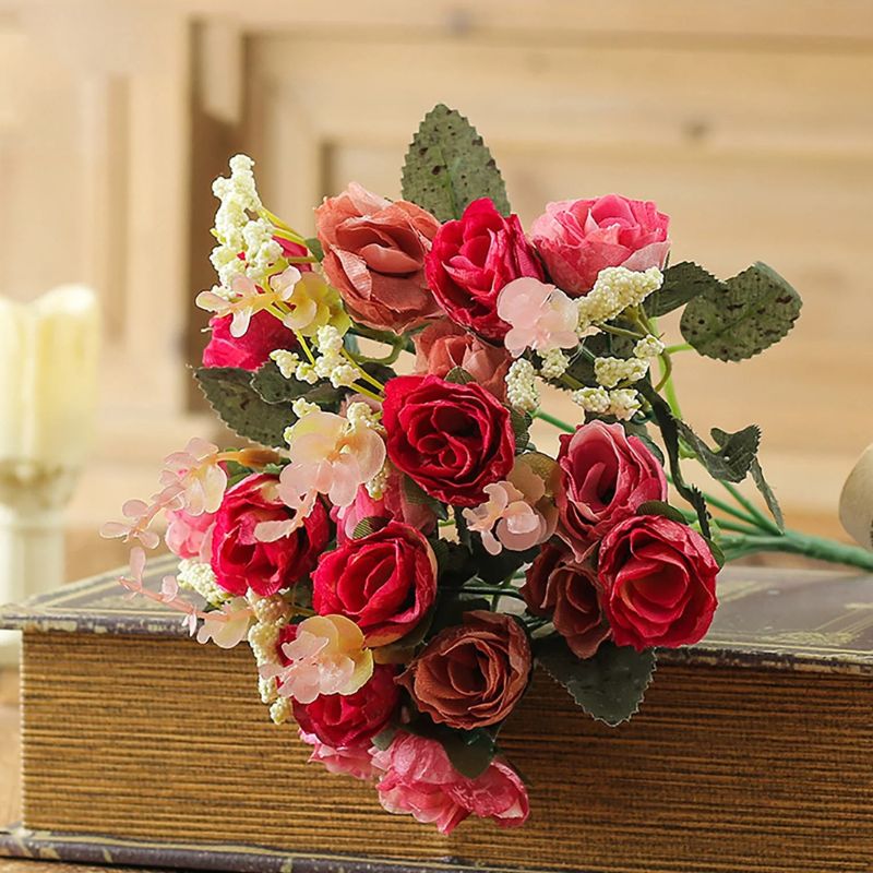 Fleur Artificielle Multicolore Avec Roses Délicates