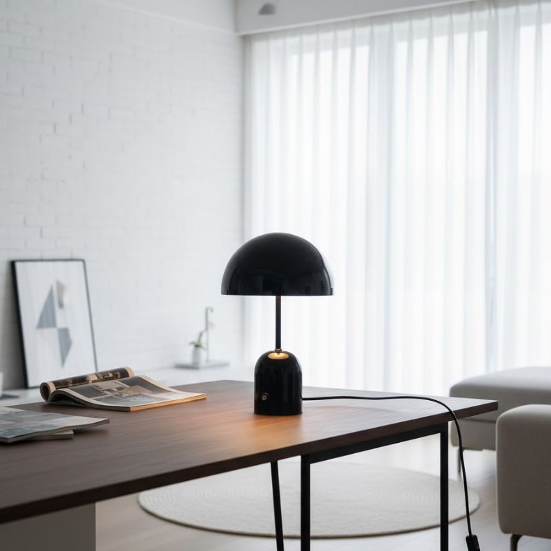 Lampe Champignon Noire Rechargeable Et Contemporaine