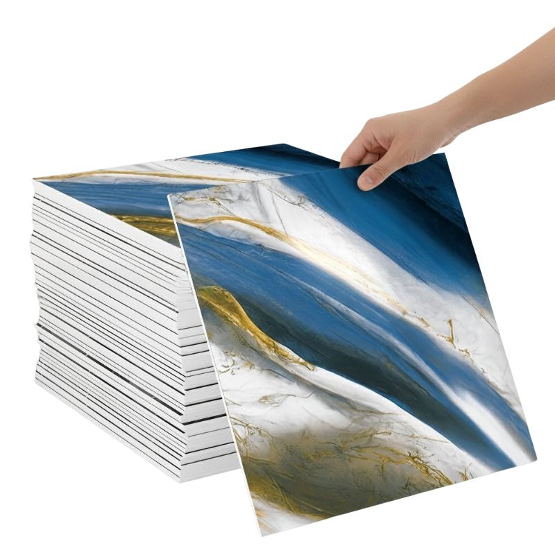 Panneau Mural Salle De Bain Imperméable Avec Finition Marbre Bleu