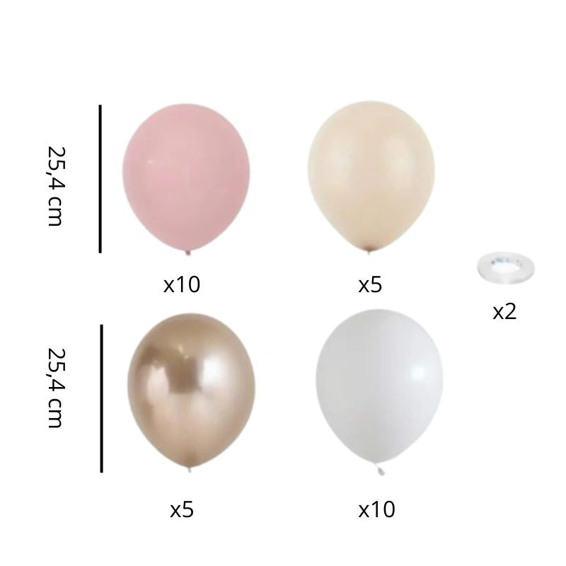 Décoration Festive Ballons de Luxe Tons Doux et Dorés