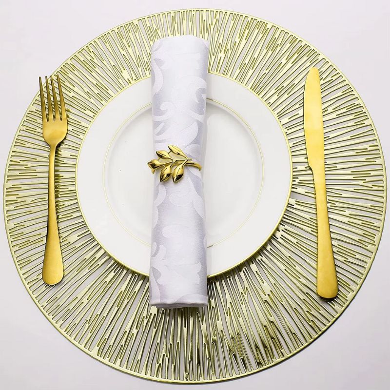 Set De Table Vinyle Doré Rond Chic Et Brillant