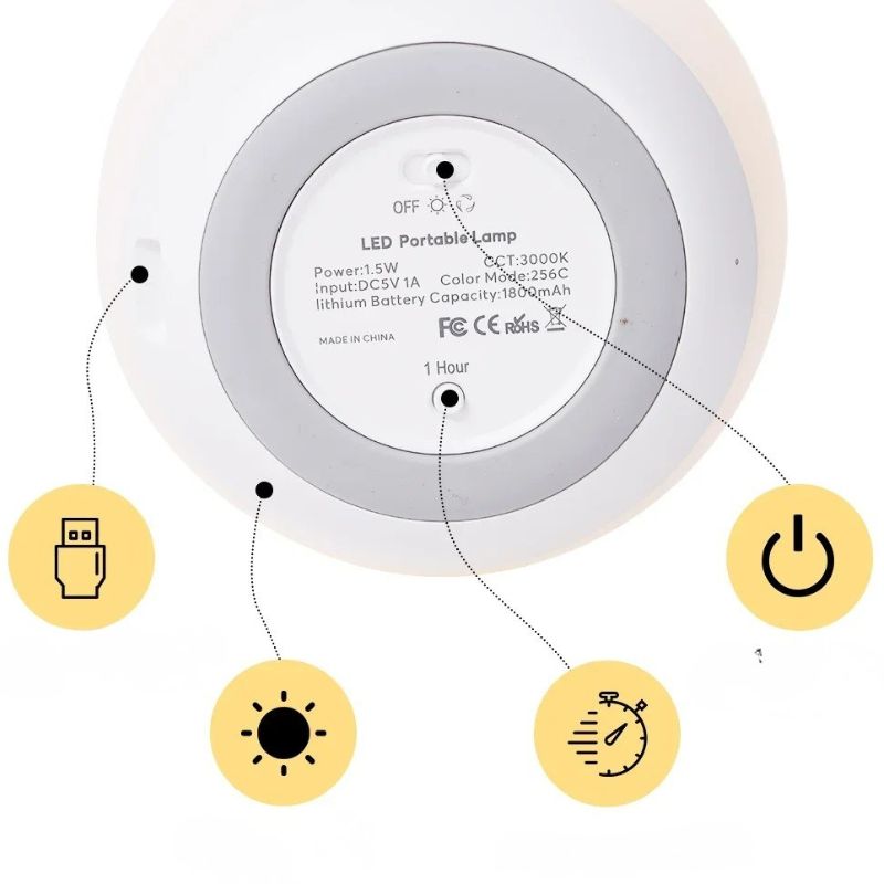 Veilleuses Rechargeables Avec Contrôle Tactile Et Minuterie