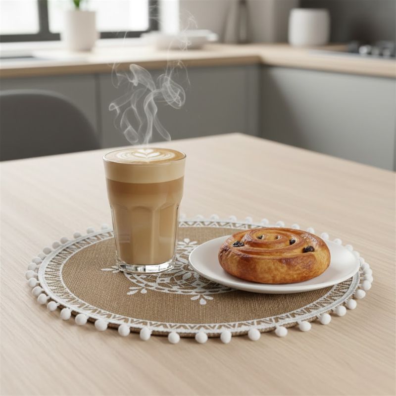 Set De Table En Lin Et Jute Avec Pompons Et Style Bohème