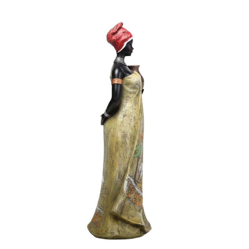 Sculpture Femme Africaine En Décoration Artisanale Avec Jarre