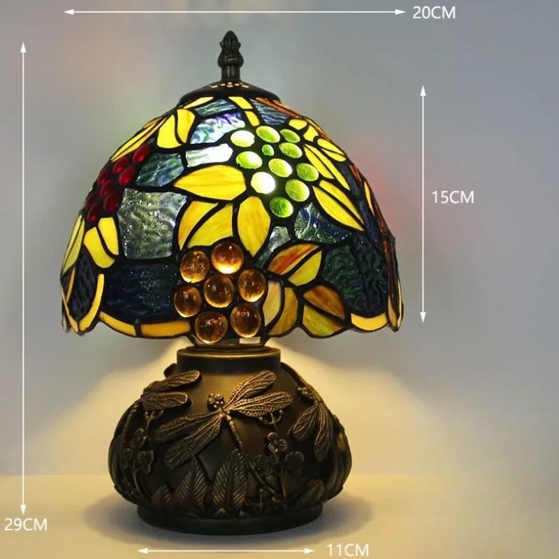 Lampe Champignon En Pâte De Verre Artisanale Avec Vitraux Colorés