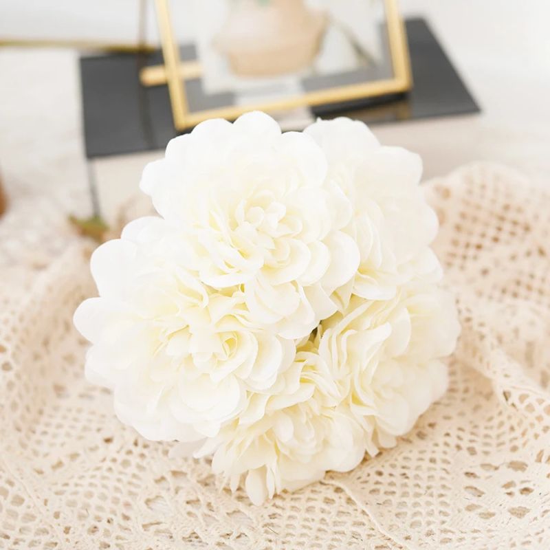 Fleur Artificielle Blanc Pivoine Effet Soie Élégant