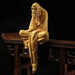 Statuette En Ivoire Sage Méditatif Assis Avec Drapé Sculpté