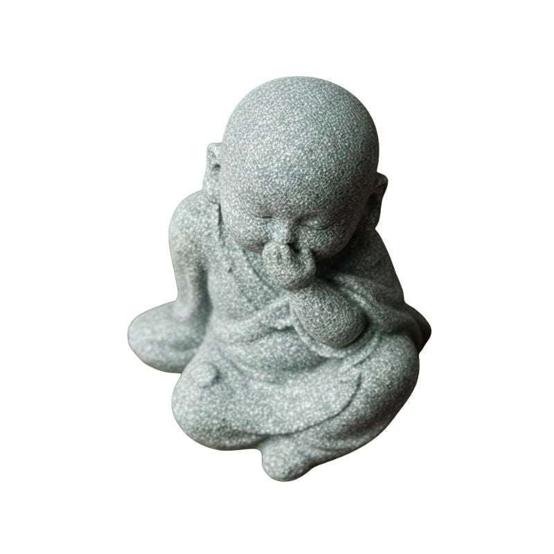 Sculpture Pierre Moine Assis Avec Geste Contemplatif