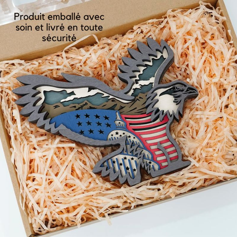 Sculpture En Bois Aigle En Décoration Murale Avec Effet Multicouche