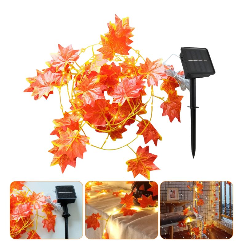 Guirlandes Solaires Feuilles D’Érable LED