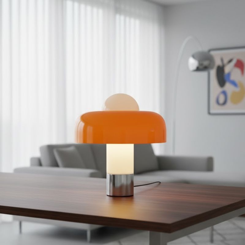Lampe Champignon Orange Avec Lumière Chaude Et Style Italien