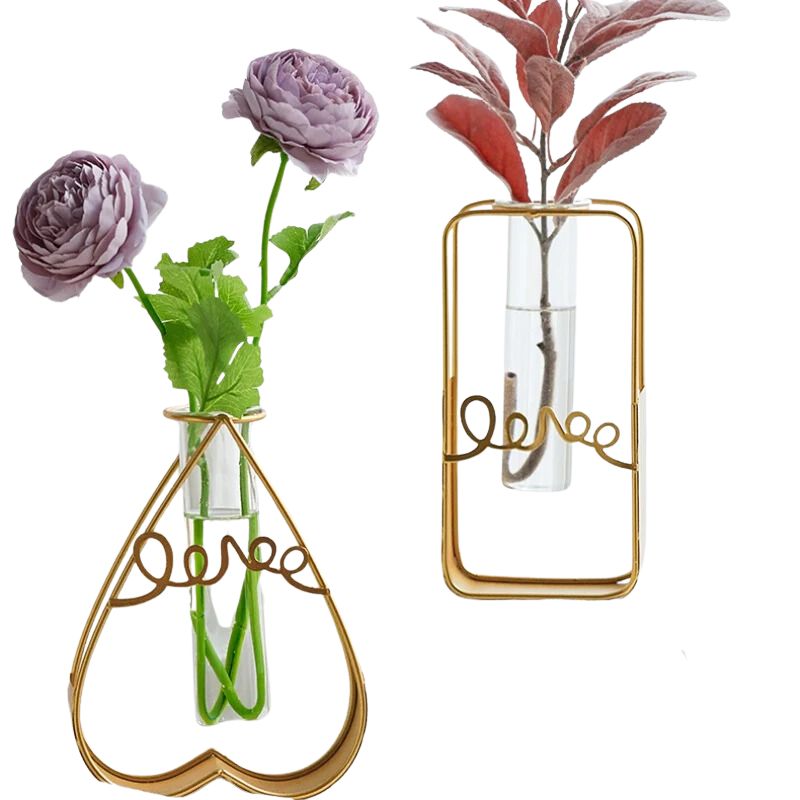 Vase en Fer et Verre pour Fleurs Hydroponiques