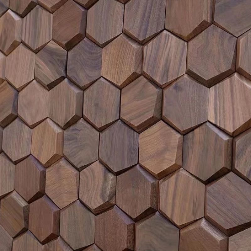 Panneau Mural Bois Hexagonal Avec Design 3D
