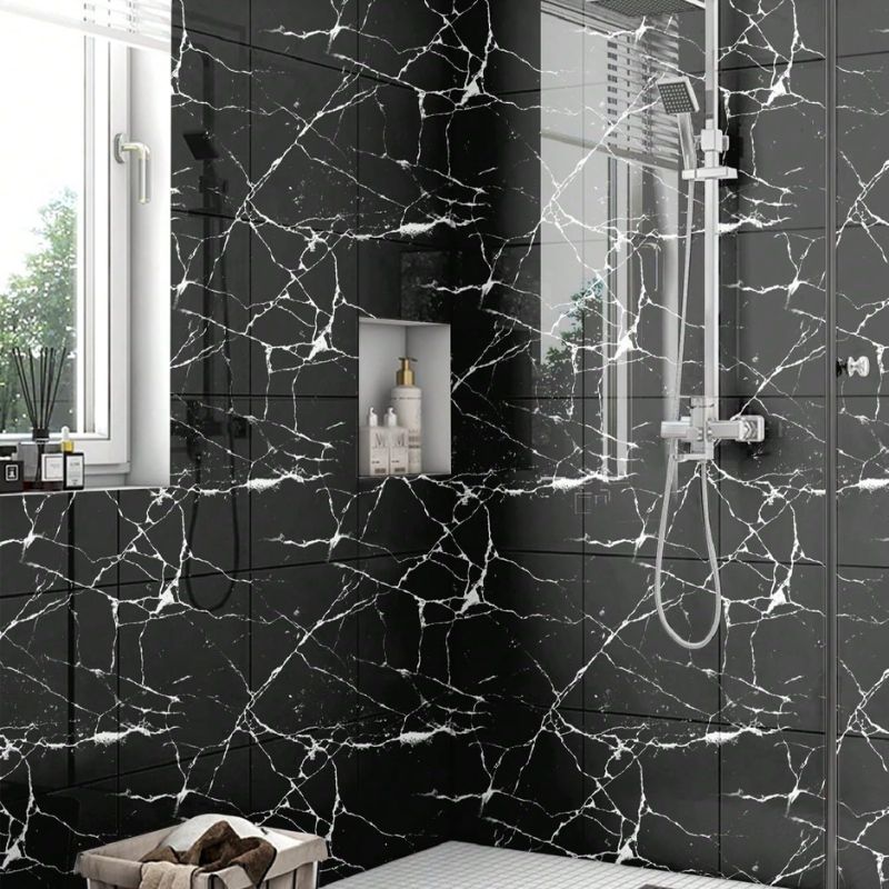 Panneau Mural PVC Effet Marbre Noir Moderne