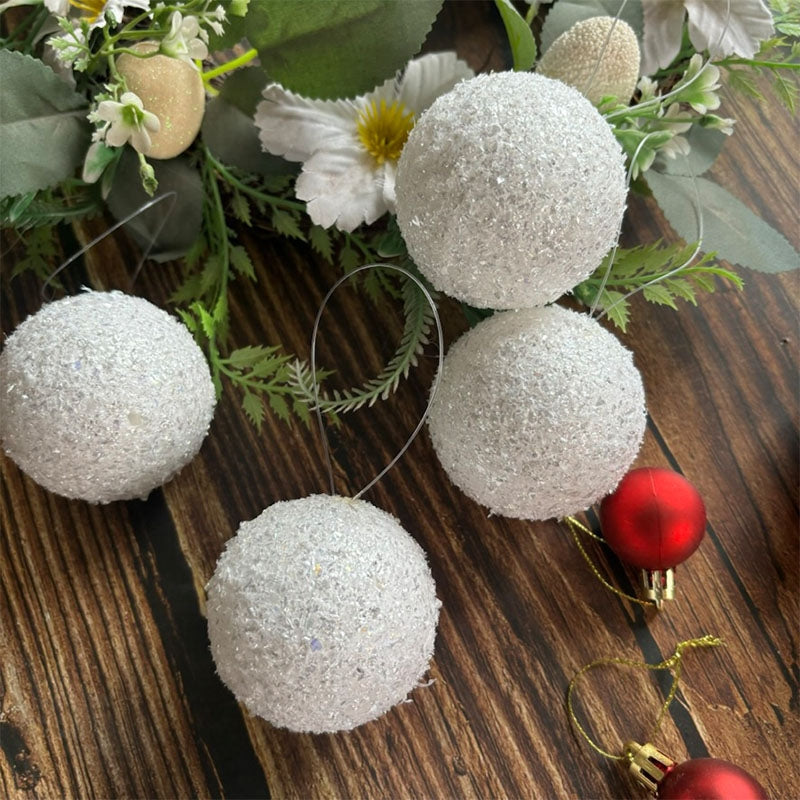 Décorations de Noël Boules Blanches Scintillantes