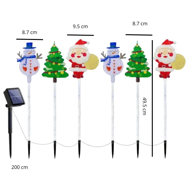 Décoration de Noël Personnages Lumineux À Énergie Solaire