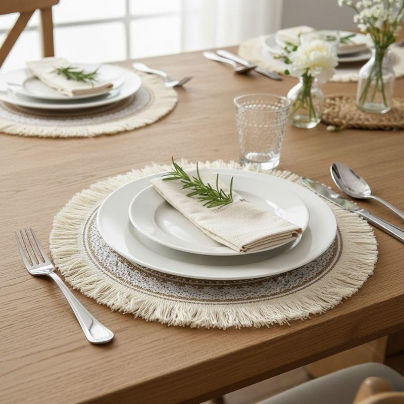 Set De Table En Lin Et Jute Rétro