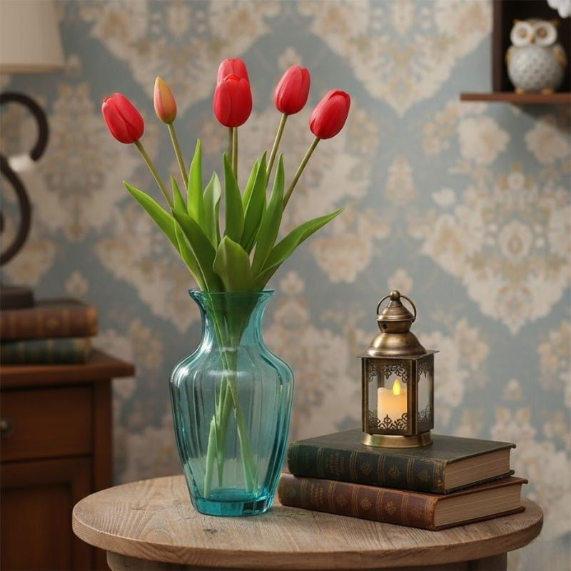 Fleur Artificielle Rouge Style Tulipe Réaliste